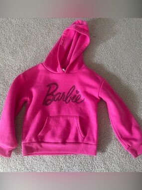 Girls pink Barbie hoodie size 5